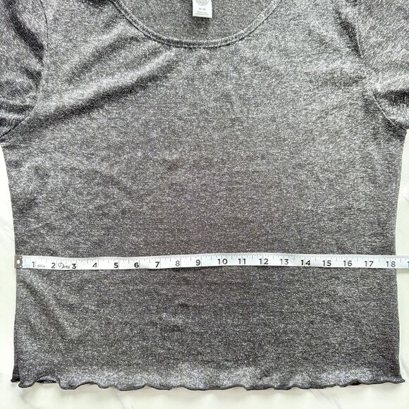 EUC Urban Outfitters Shimmer Y2K Baby T Silver Metallic Crop Top Lettuce Hem XL - Picture 11 of 13